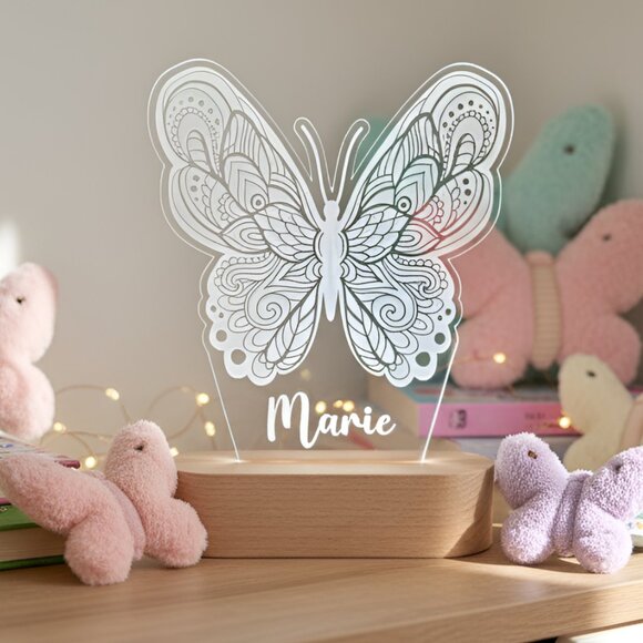 Custom LED Butterfly Name Light • Personalized Bedroom Decor • Girl Gift - Picture 8 of 8